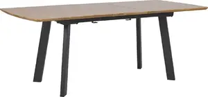 Beliani Stół do jadalni rozkładany 160/200 x 90 cm ciemne drewno z czarnym SALVADOR