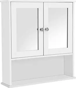Home&Styling Collection vannas istabas sienas skapis ar dubultām spoguļdurvīm un plauktiem