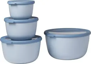 Mepal Cirqula Round Bowl Set, 4-Piece, 500ml, 1000ml, 2000ml, 3000ml, Nordic Blue