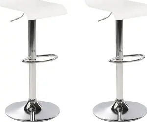 Beliani VALENCIA Adjustable Bar Stools, Set of 2, White