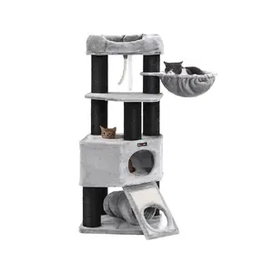 Игровой комплекс для кошек Songmics Feandrea UPCT02W с домиком, лежанкой и когтеточками из сизаля