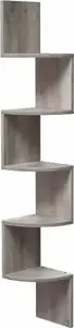Vasagle 5-Tier Zigzag Corner Wall Shelf, Floating Storage Unit, Grey