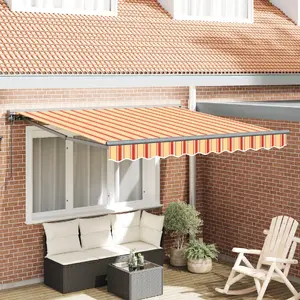 vidaXL Manual Retractable Awning, Yellow and Orange, 300 x 250 cm