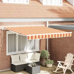 vidaXL Manual Retractable Awning Yellow and Orange 300x250 cm