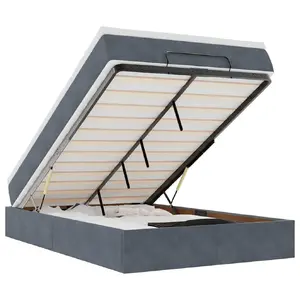 Кровать-оттоманка VidaXL 3311148 с матрасом, серый бархат, 80x200 см