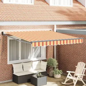 VidaXL Manual Retractable Awning Yellow and Orange 300x250 cm