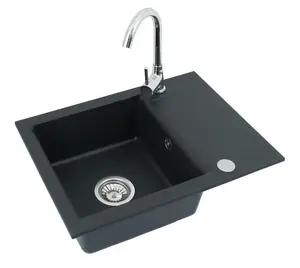 Alveus Nell Kitchen Sink and Mixer Tap Set Black and Chrome