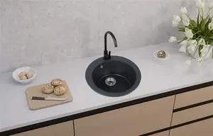 Victoria Kitchen Sink Set with Mixer and Siphon Black