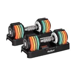 Hantle żeliwne regulowane automatycznie, zestaw 2x5 kg, skok co 1kg, REBEL ACTIVE