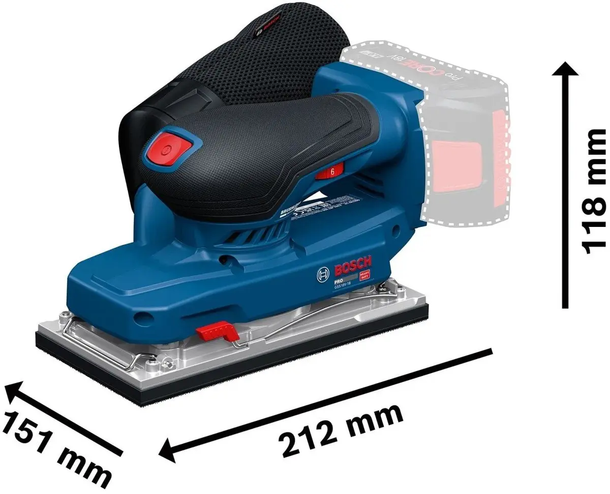 Bosch GSS18V-18 akumulatora orbitālā slīpmašīna, 06019R7000