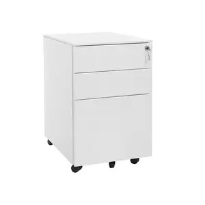Songmics OFC60WT biroja skapītis ar 3 atvilktnēm, tērauds, balts