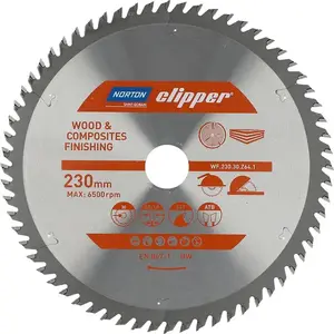 Norton Clipper Circular Saw Blade 230mm x 30mm, 64 Teeth, ATB for Wood and Composites