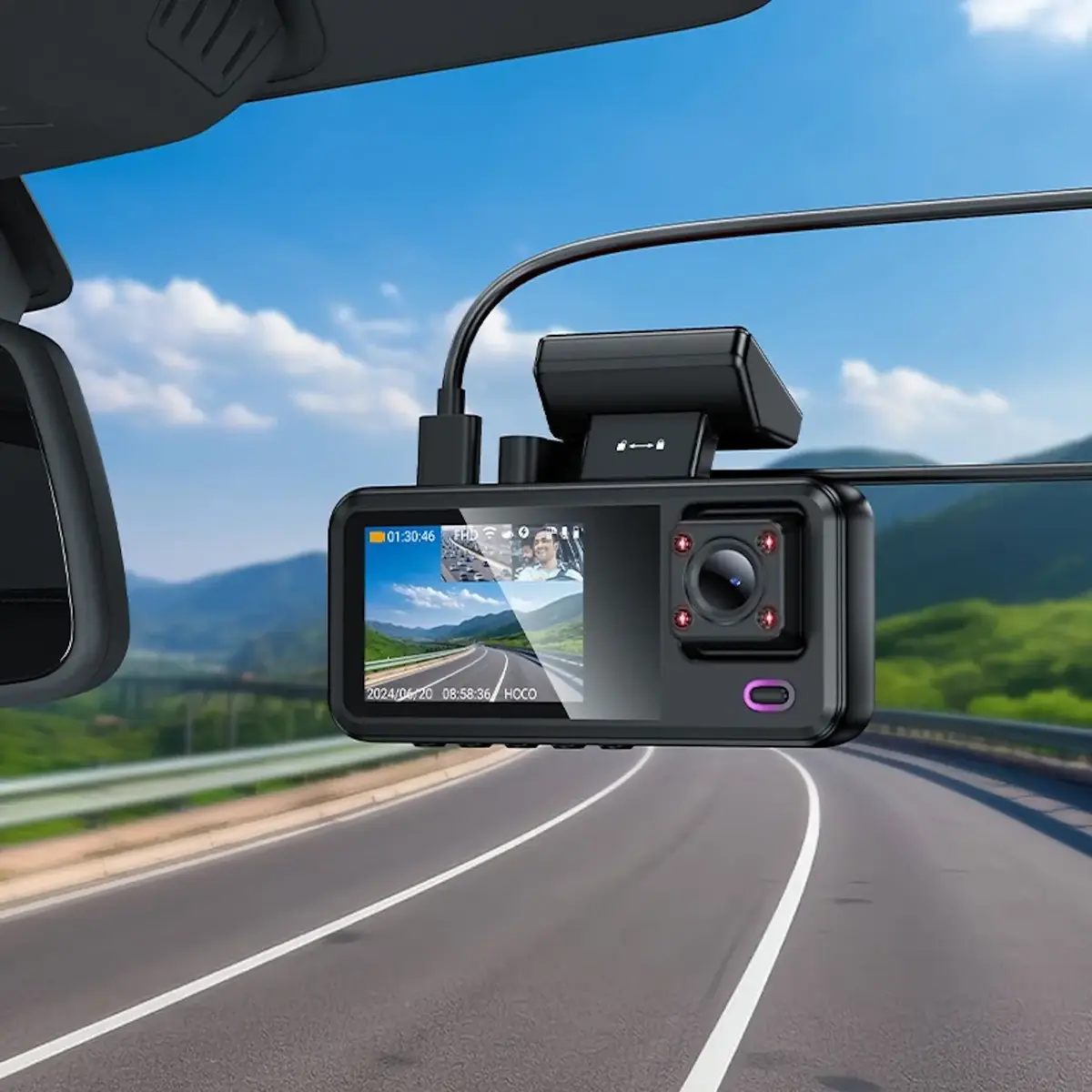 Hoco DV15 Tri-channel Car DVR with 2-inch Display Photo 3