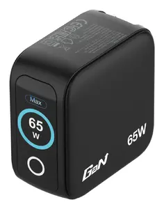 Verbatim Mini GaN Charger 65W with Display, 2x USB-C, Black