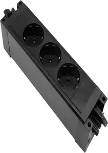helos 3-Way Power Strip with GST18 Connector and CEE7/3 Sockets, Black