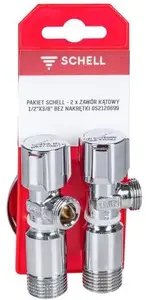 SCHELL COMFORT stūra ventilis 1/2" x 3/8" hromēts, 2 gab. komplekts
