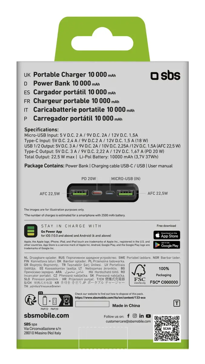 Внешний аккумулятор SBS Mobile TTBB10000FASTPD2 10000 мАч Photo 4