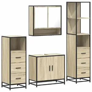 VidaXL 3301276 vannas istabas mēbeļu komplekts, ozolkoka krāsa, 4 daļas