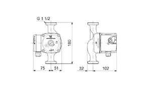 Циркуляционный насос Grundfos UPS 25-60 N 180 из нержавеющей стали для ГВС