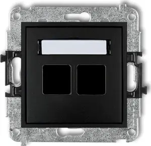 Karlik MINI Double Multimedia Socket Mechanism, Keystone Standard, Matte Black