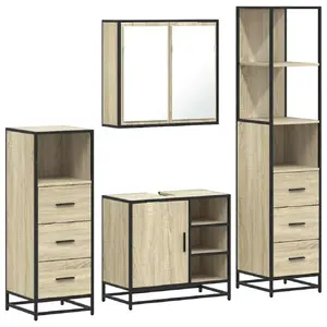Комплект мебели для ванной комнаты VidaXL 3301266, 4 предмета, цвет дуб