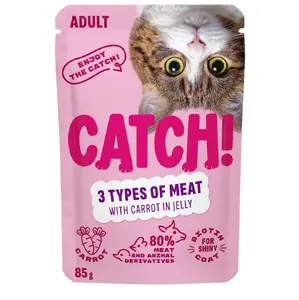 CATCH Wet Cat Food with Chicken, Duck, Beef and Carrots in Jelly 85g
