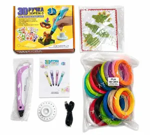iLike   3D Pen-3 with LCD display and 10 stencils Blue + Plastic set: 20 colors of 10 meters 200 meters Blue