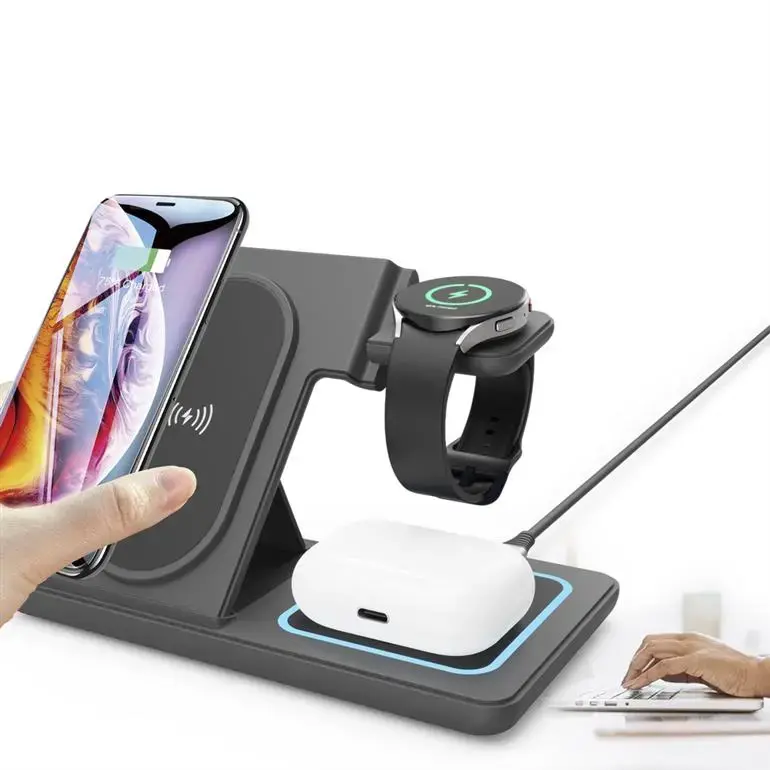 Gembird TA-WPC31S-01-BK 3-in-1 Wireless Charger Stand Photo 4