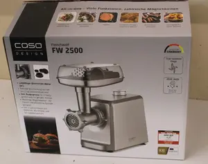 SALE OUT. Caso Meat Mincer | FW 2500 | Stainless Steel | 2500 W | Number of speeds 2 | Throughput (kg/min) 2.5 | 3 stainless steel cutting plates (3 mm, 5 mm and 8 mm), Sausage filler, Cookie attachment with 4 moulds, Stuffer | DEMO