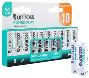 Uniross Power Plus sārma baterijas AA LR06, 10 gab.