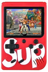 Plaion GameBox R2 8-bitu portatīvā retro spēļu konsole ar 400 spēlēm, 3 collu LCD ekrānu, kontrolieri un RCA kabeli, sarkana