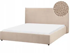 Кровать Beliani LAVAUR из ткани букле 160 x 200 см бежево-серая