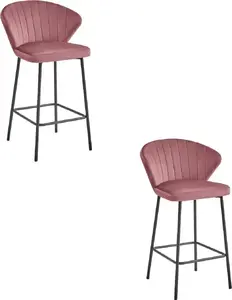 Leobert GATTA Bar Stool Set, Velvet, Dark Pink, Black Legs, 2 Pieces
