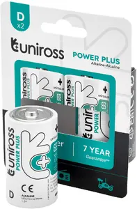 RAYOVAC Uniross D LR20 sārma baterijas Power Plus, 2 gab.