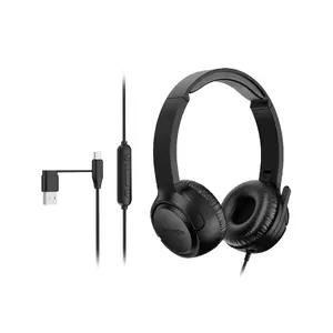 Kensington H950 EQ On-Ear Headset USB-C and USB-A Wired Black Binaural with In-line Microphone for Calls and Music