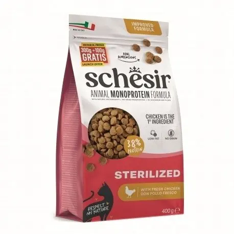 Sausā barība sterilizētiem kaķiem Schesir Animal