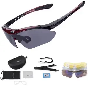 Rockbros 10001 Polarized Cycling Glasses Set Black-Red