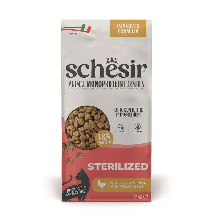 Sausā barība sterilizētiem kaķiem Schesir Animal