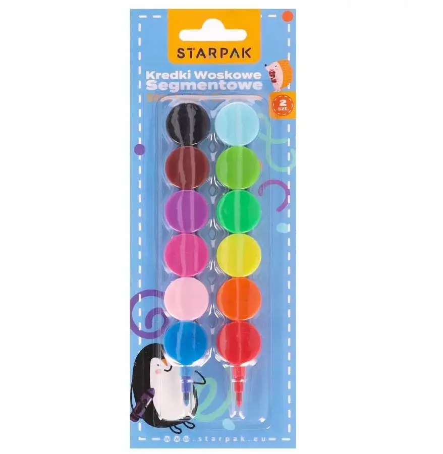 Starpak segmentēti vaska krītiņi, 6 krāsas