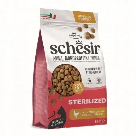 Sausā barība sterilizētiem kaķiem Schesir Animal