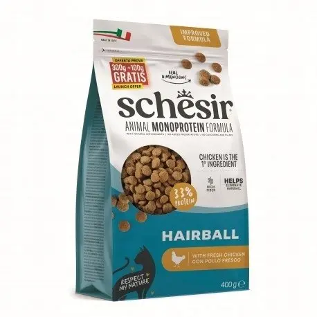 Schesir Monoprotein Hairball sausā barība kaķiem