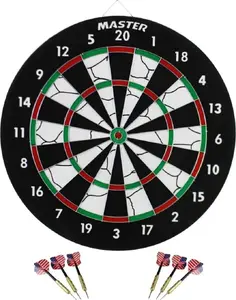 Master 2-in-1 divpusējs šautriņu dēlis 45 cm ar 6 šautriņām