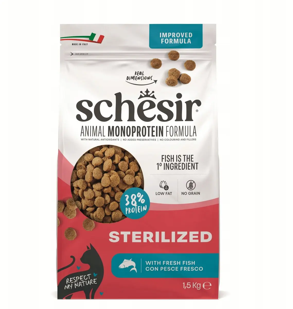 Sausā barība sterilizētiem kaķiem Schesir Animal