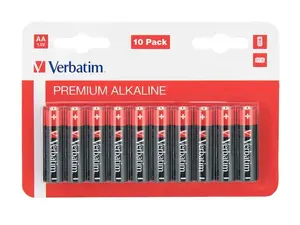 Verbatim LR6 AA Alkaline Batteries, 1.5V, 10-Pack