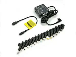 BTI 65W Universal AC Adapter for HP/Dell/Lenovo/Asus/Acer/Sony/Toshiba/Fujitsu/Samsung etc. Includes USB-C connector as well as 15 additional options to power a wide range of the most popular laptops. EU power cable also provided