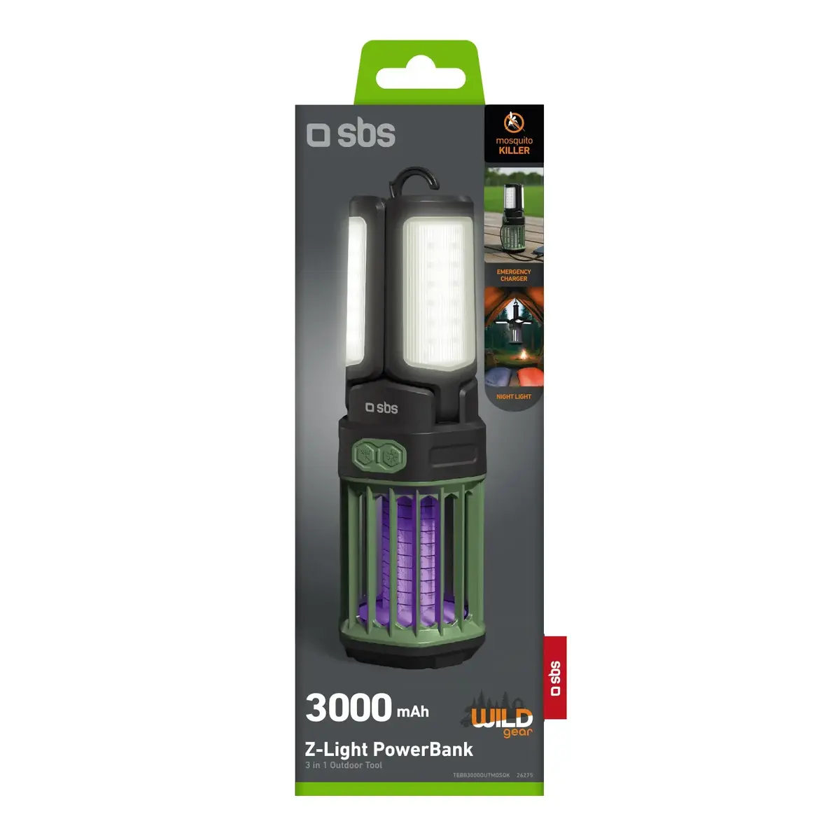 SBS 3000 mAh Power Bank with Anti-Mosquito and Night Light Photo 2