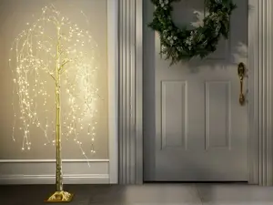Beliani BALIONI LED Garden Tree Decoration, 180 cm, Gold