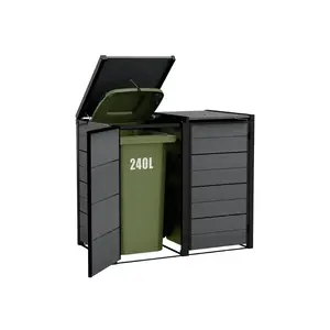 Keter Hide Away Waste Bin Storage Container for 2x240L Bins, Grey