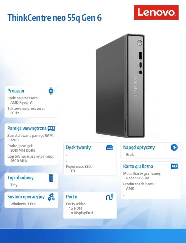 Настольный ПК Lenovo ThinkCentre Neo 55q Tiny G6 Photo 4