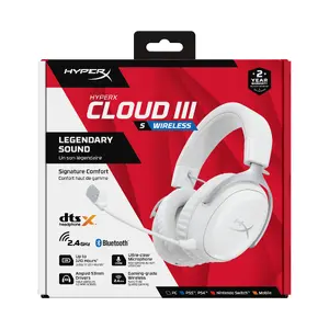 HyperX Cloud III S Wireless Gaming Headset, White